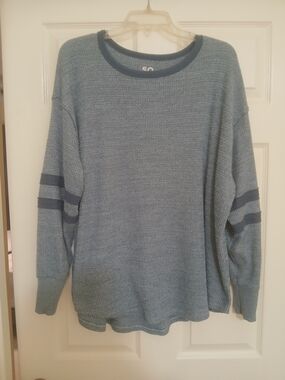 SO Blue Knit Long Sleeve Jersey with Dark Blue Stripe Accents